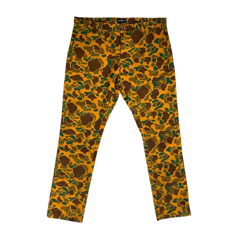 Obey Propaganda Mens Duck Camo Chino Pants Size 38 Mustard Yellow Brown Stretch